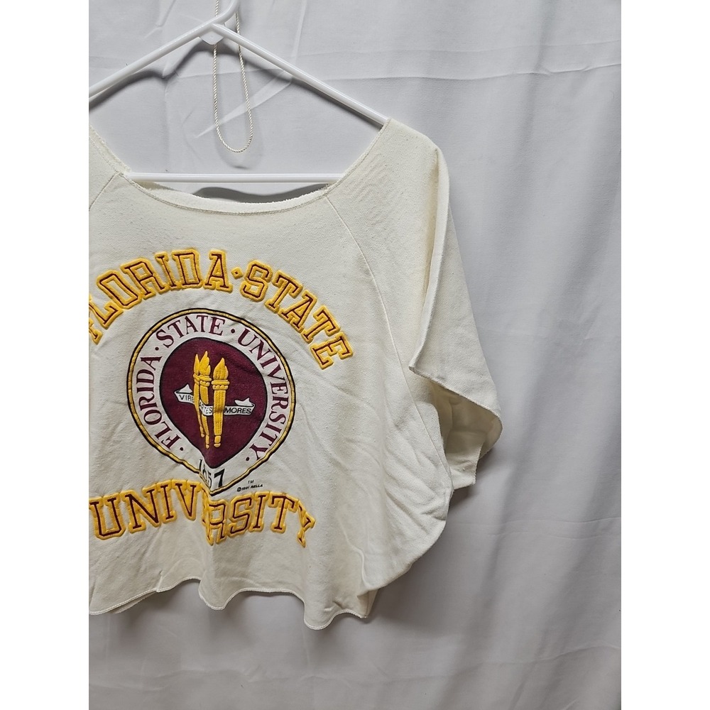 Rella Women White Vintage 90s Florida State Fsu Bodybuilding Crop Shirt One Size - Picture 9 of 16